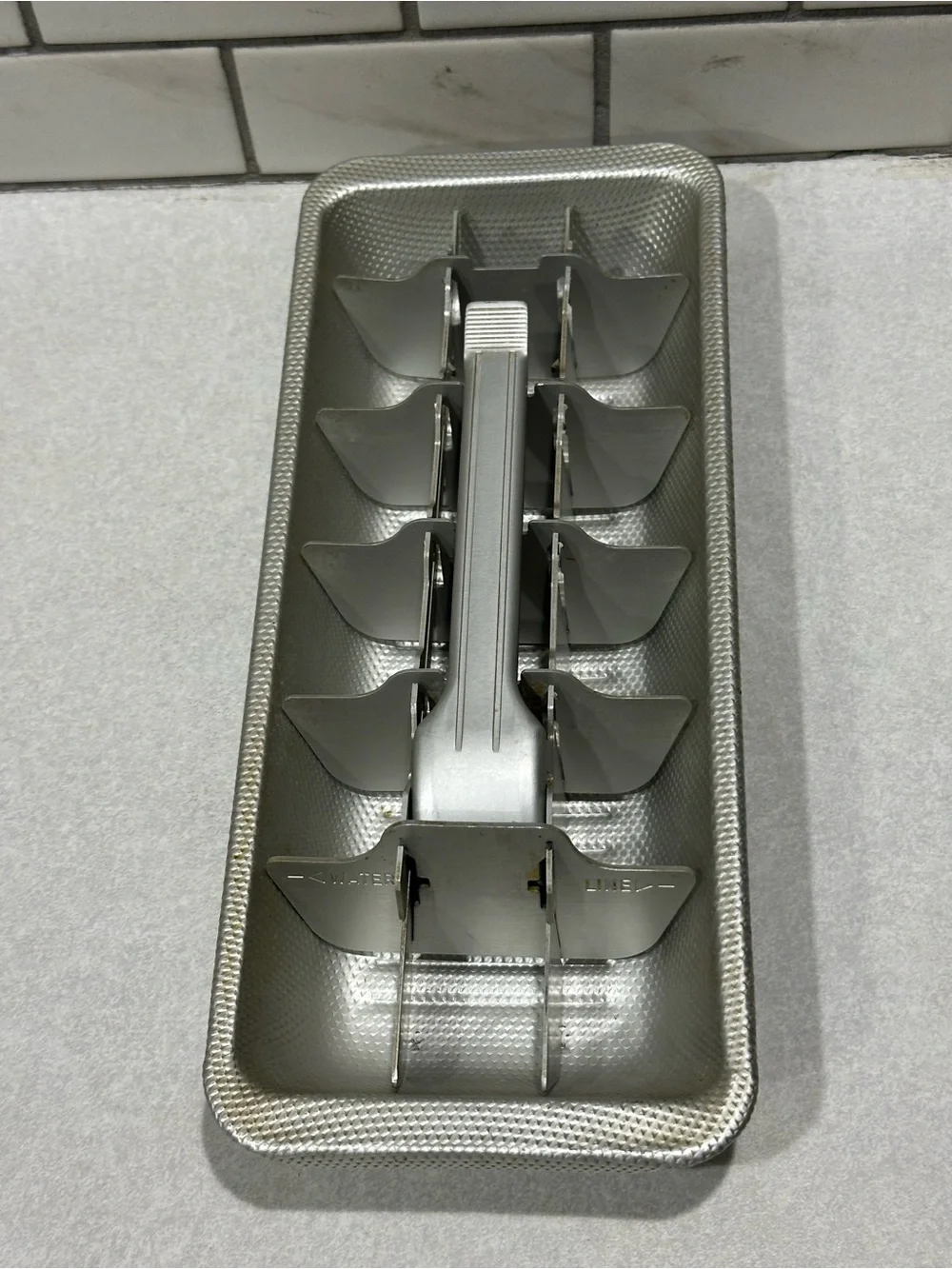Vintage ALUMINUM ICE CUBE TRAY - 18 Perfect Ice Cubes Some Dents In Aluminum